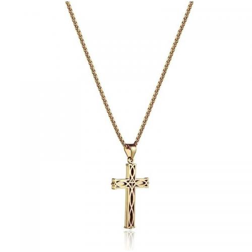 Couple Necklace 304 Stainless Steel Cross fashion jewelry & Unisex Length Approx 45 cm Sold By PC