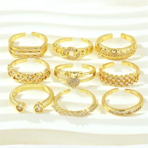 Messing ringen, verschillende stijlen voor de keuze & voor vrouw & met strass, meer kleuren voor de keuze, nikkel, lood en cadmium vrij, diameter 17mm, Verkocht door PC