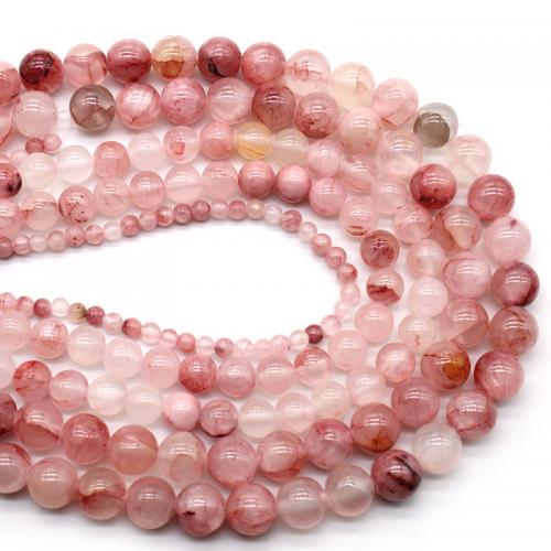 Jade Perlen, persische Jade, rund, poliert, DIY & verschiedene Größen vorhanden, rot, verkauft per ca. 38 cm Strang
