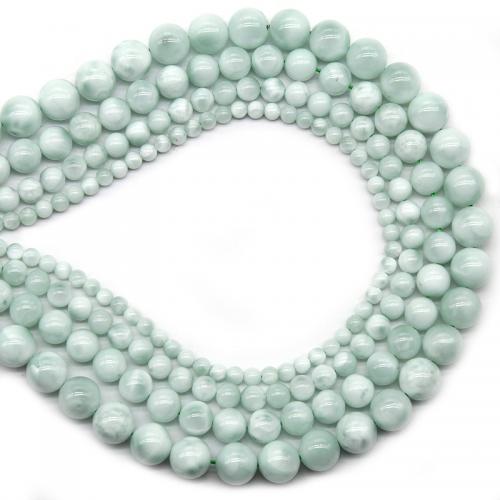 Gemstone Jewelry Beads Angelite Round polished DIY green Sold Per Approx 38 cm Strand