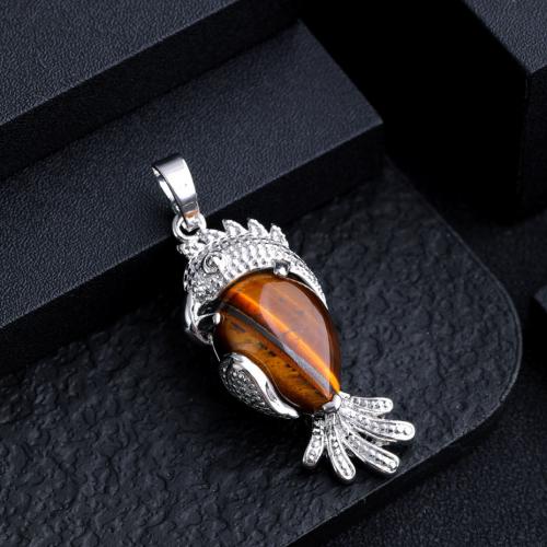 Gemstone Pendants Jewelry Natural Stone with Zinc Alloy Bird silver color plated DIY Sold By PC