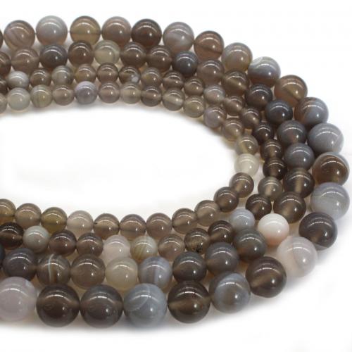 Natürliche graue Achat Perlen, Grauer Achat, rund, poliert, DIY & verschiedene Größen vorhanden, grau, verkauft per ca. 38 cm Strang