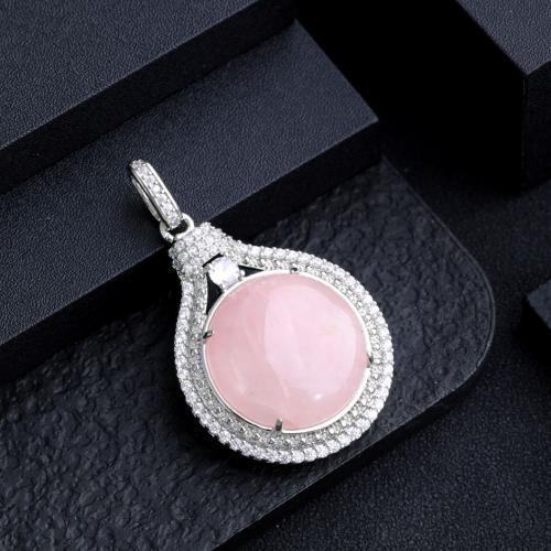 Gemstone Pendants Jewelry Natural Stone with Zinc Alloy Teardrop silver color plated DIY Sold By PC