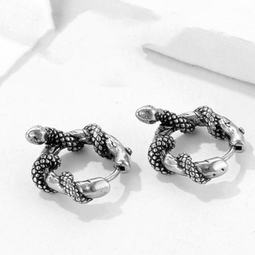 Titanium Steel  Earring Snake plated fashion jewelry silver color Sold By PC