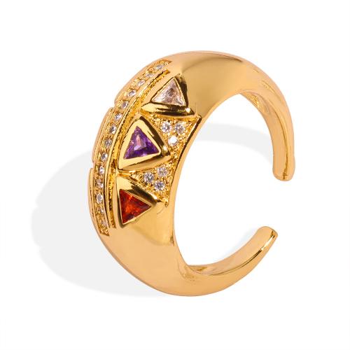 Kubieke Circonia Micro Pave Brass Ring, Messing, plated, micro pave zirconia & voor vrouw, gouden, Maat:7, Verkocht door PC