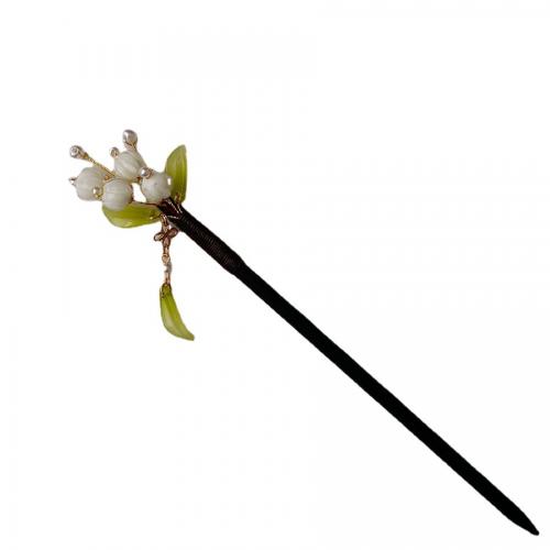 Hair Stick Lampwork with Wood & Zinc Alloy vintage & for woman 180mm Sold By PC