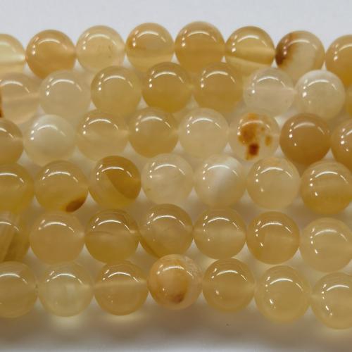 Natural Chalcedony Bead Round polished DIY yellow Sold By Strand