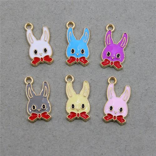 Zinc Alloy Enamel Pendants Rabbit KC gold color plated fashion jewelry & DIY nickel lead & cadmium free Approx Sold By Bag