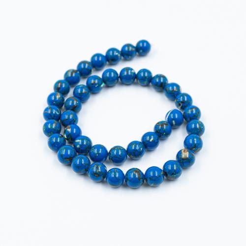 Gemstone Jewelry Beads Stone Powder with Shell Round polished DIY Sold Per Approx 40 cm Strand