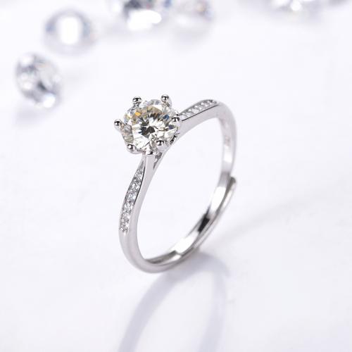 Sterling zilver ringen, 925 sterling zilver, met Moissanite, Diamant, mode sieraden & voor vrouw, nikkel, lood en cadmium vrij, Verkocht door PC