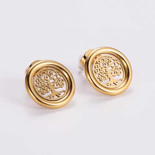 Stainless Steel Stud Earrings 316L Stainless Steel fashion jewelry & for woman golden 15mm Sold By Pair