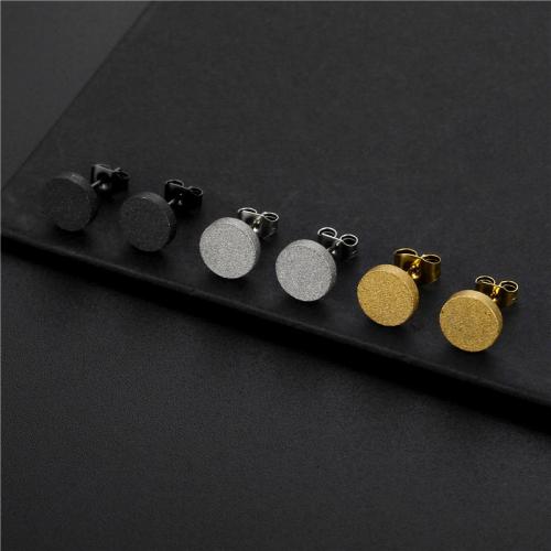 Stainless Steel Stud Earrings 304 Stainless Steel with 316L Stainless Steel fashion jewelry & Unisex round pancake 7*2mm ear acupuncture 0.8*11mm Sold By PC