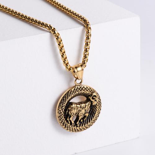 Stainless Steel Sweater Chain Necklace 304 Stainless Steel 18K gold plated Zodiac symbols jewelry & Unisex golden Length Approx 50 cm Sold By PC