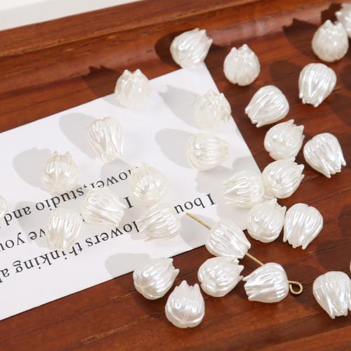 Akryl smycken pärlor, Flower Bud, DIY, vit, 9x8mm, Säljs av PC
