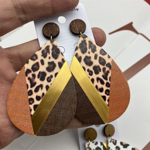 Wood Earring Teardrop fashion jewelry & for woman Sold By Pair