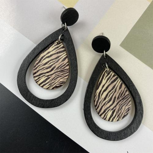 Wood Earring Teardrop handmade fashion jewelry & for woman & hollow Sold By Pair