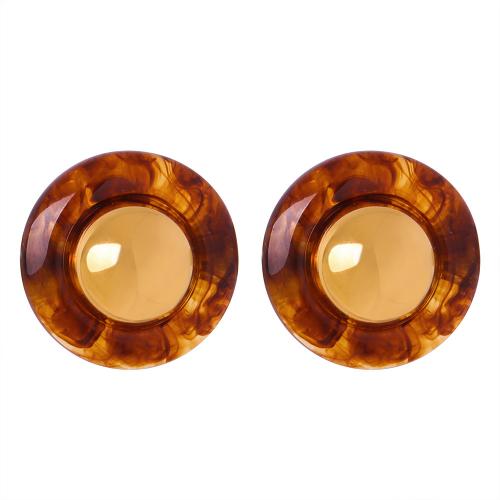 Brass Stud Earring with Resin plated for woman Sold By Pair