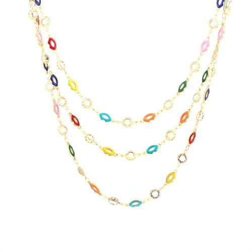 Brass Jewelry Set plated  & micro pave cubic zirconia & for woman & enamel multi-colored Sold By PC