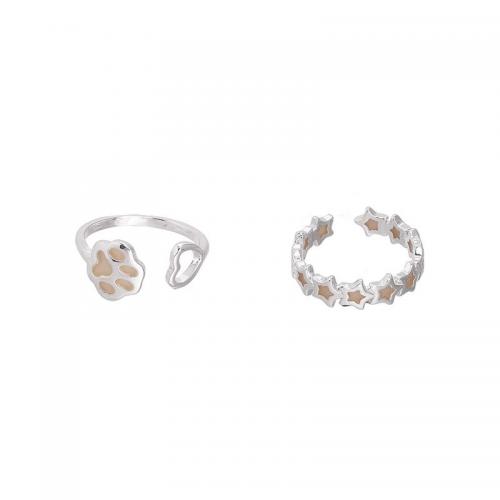 Zinc Alloy Manchet Finger Ring, silver plated, mode sieraden & verschillende stijlen voor de keuze & voor vrouw, Maat:6-8, Verkocht door PC
