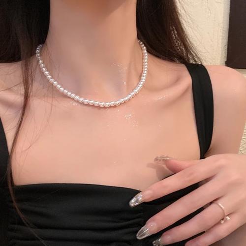 Perlas de vidrio collar, diverso tamaño para la opción & para mujer, longitud aproximado 16 Inch, Vendido por UD