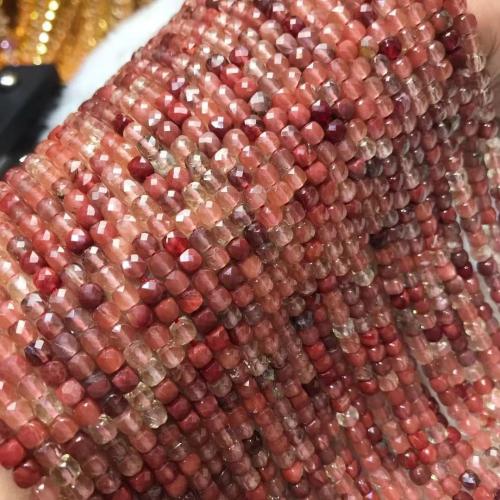 Perline di quarzo naturale, lucido, DIY, rosa, beads length 4-4.5mm, Venduto per Appross. 38-40 cm filo