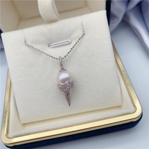 Sladkovodní Pearl mosaz řetěz náhrdelník, s Mosaz, Zmrzlina, módní šperky & pro ženy, bílý, Pearl 8-9 mm, Délka Cca 45 cm, Prodáno By PC