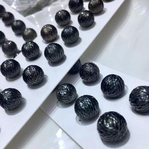 Přírodní Akoya kultivované Pearl šperky, Akoya kultivované perly, Kolo, Vytesaný, DIY & různé velikosti pro výběr, černý, Prodáno By PC