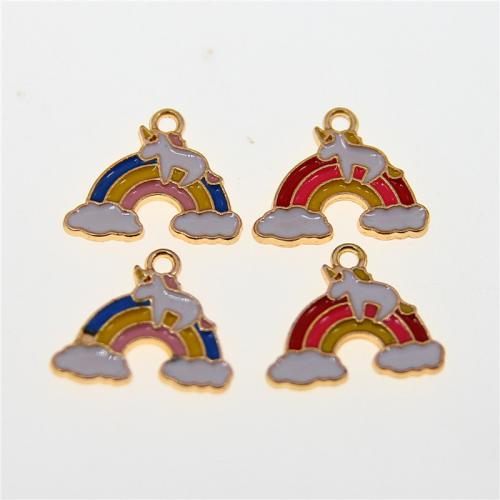 Zinc Alloy Enamel Pendants Rainbow KC gold color plated fashion jewelry & DIY nickel lead & cadmium free Approx Sold By Bag