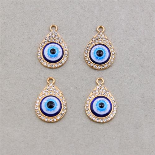 Evil Eye Pendants Zinc Alloy Teardrop KC gold color plated fashion jewelry & DIY & enamel & with rhinestone mixed colors nickel lead & cadmium free Approx Sold By Bag