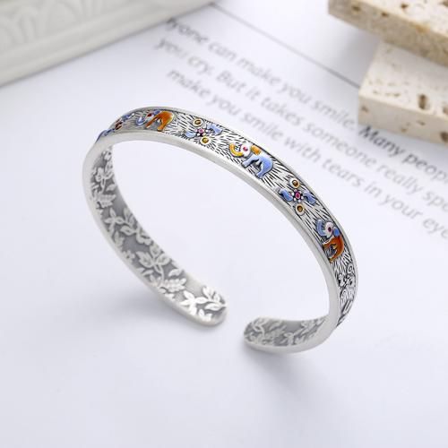 925 Sterling Silver Bangle Bracelet, Donut, Antique finish, fashion jewelry & for woman, nickel, lead & cadmium free, Length:Approx 5-5.4 cm, Sold By PC