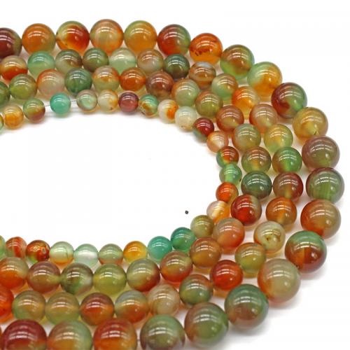 Agate perle, Malahit Agate, Krug, uglađen, možete DIY & različite veličine za izbor, multi-boji, Prodano Per Približno 38 cm Strand