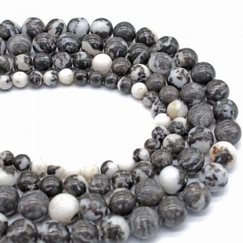 Dragi kamen perle Nakit, Zebra Jasper, Krug, uglađen, možete DIY & različite veličine za izbor, bijeli i crni, Prodano Per Približno 38 cm Strand