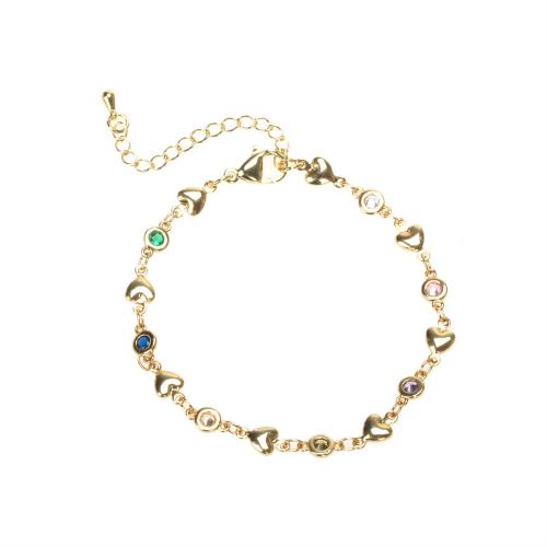 Brass Bracelet & Bangle micro pave cubic zirconia & for woman multi-colored Length Approx 16-22 cm Sold By PC
