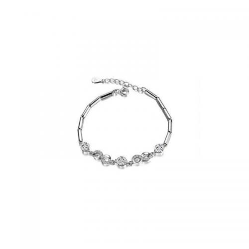 cupronickel bracelet, avec 1.2inch chaînes de rallonge, Infini, Plaqué de platine, pavé de micro zircon & pour femme, Longueur Environ 6.1 pouce, Vendu par PC