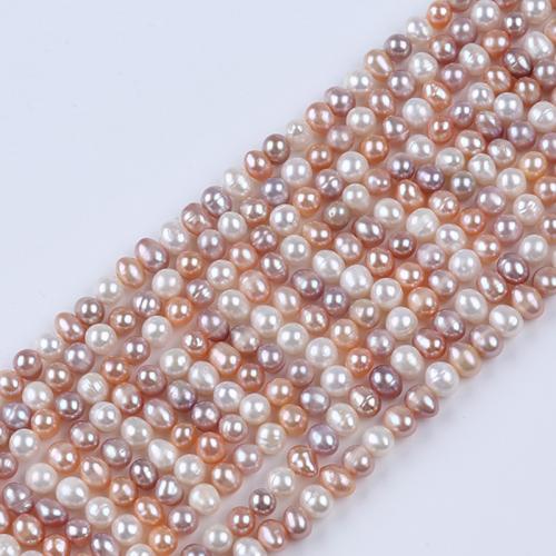 Naturalne perły słodkowodne perełki luźne, Perła naturalna słodkowodna, Lekko okrągły, DIY, dostępnych więcej kolorów, Pearl size: 5-6mm, sprzedawane na około 36 cm Strand