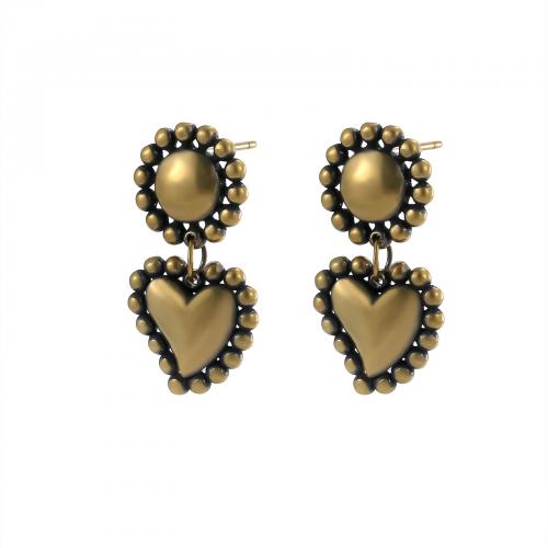 Brass Stud Earring Heart fashion jewelry & for woman nickel lead & cadmium free Sold By Pair