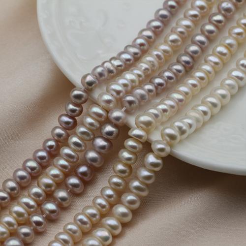 Natural Freshwater Pearl Loose Beads Flat Round DIY Pearls diameter about 5-6mm Sold Per Approx 37 cm Strand