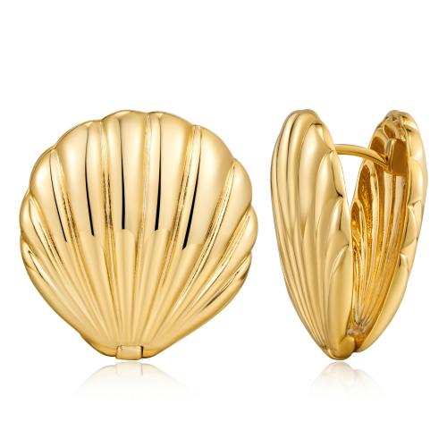 Brass Leverback Earring Shell real gold plated fashion jewelry & for woman golden nickel lead & cadmium free Sold By Pair