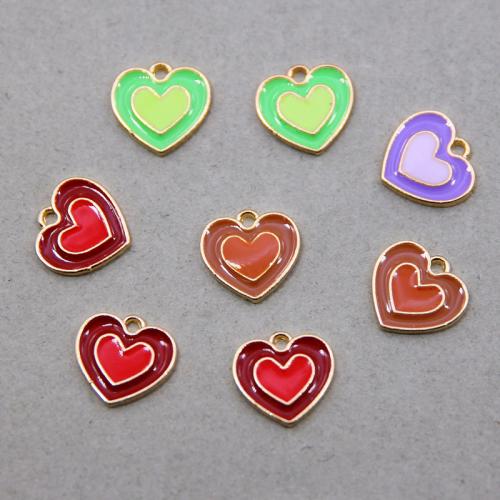 Zinc Alloy Enamel Pendants Heart KC gold color plated fashion jewelry & DIY nickel lead & cadmium free Approx Sold By Bag