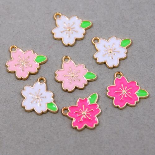 Zinc Alloy Enamel Pendants Flower KC gold color plated fashion jewelry & DIY nickel lead & cadmium free Approx Sold By Bag