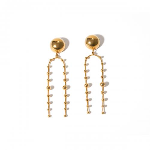 Stainless Steel Drop Earring 304 Stainless Steel 18K gold plated fashion jewelry & for woman golden Sold By Pair