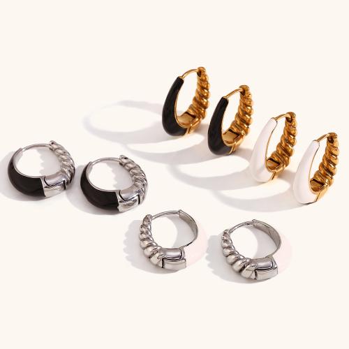 Stainless Steel Lever Terug Earring, 316L roestvrij staal, mode sieraden & voor vrouw & glazuur, meer kleuren voor de keuze, 18x16mm, Verkocht door pair