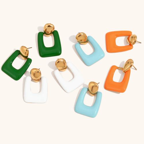 Stainless Steel Lever Back Earring 316L Stainless Steel 18K gold plated fashion jewelry & for woman & enamel Sold By Pair