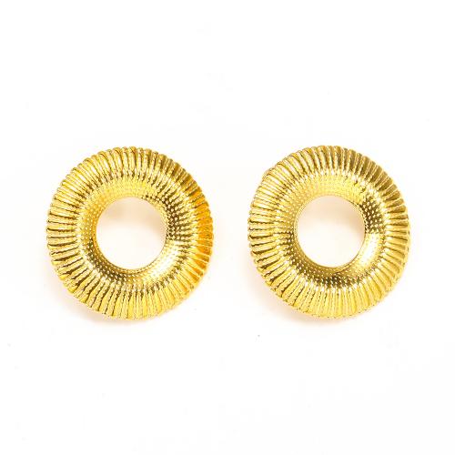 Titanium Steel  Earring fashion jewelry & for woman golden 25mm Sold By Pair