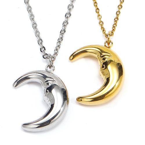 Couple Necklace Titanium Steel Moon fashion jewelry & Unisex Length Approx 45 cm Sold By PC