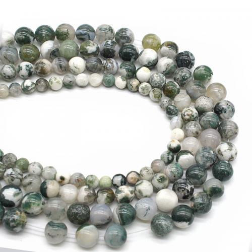Natürliche Moos Achat Perlen, rund, poliert, DIY & verschiedene Größen vorhanden, verkauft per ca. 38 cm Strang