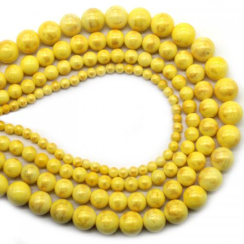 Grânulos de gemstone jóias, Cloisonne Stone, Roda, polido, DIY & tamanho diferente para a escolha, amarelo, vendido para Aprox 38 cm Strand