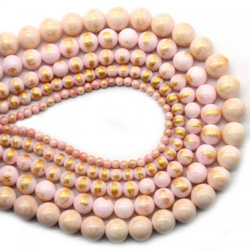 Dragi kamen perle Nakit, Cloisonne Stone, Krug, uglađen, možete DIY & različite veličine za izbor, roze, Prodano Per Približno 38 cm Strand