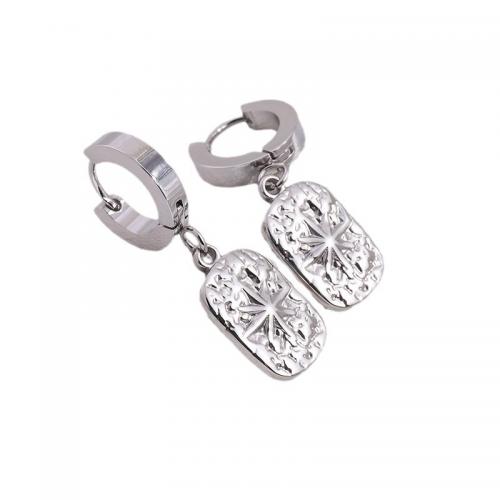 Huggie Hoop Drop Earring 304 Stainless Steel plated & micro pave cubic zirconia & for woman Sold By Pair
