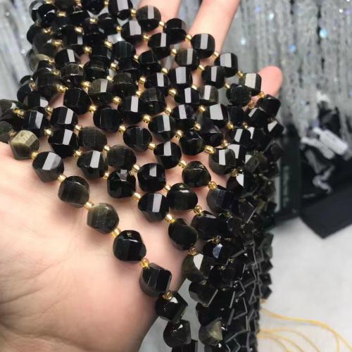 Gemstone Smycken Pärlor, Guld Obsidian, polerad, naturliga & DIY, 9x10mm, Såld Per Ca 38-40 cm Strand